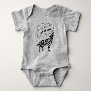 Lil' Cub Your Baby's Name and Wolf with Wolf Words Baby Bodysuit