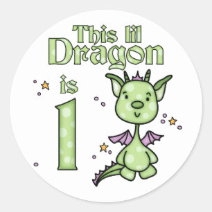 Lil Dragon 1st Birthday Classic Round Sticker