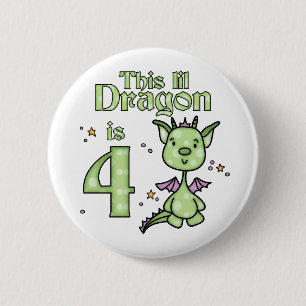 Lil Dragon 4th Birthday 6 Cm Round Badge