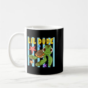 Lil Dude Cute Sea Turtle Graphic Coffee Mug