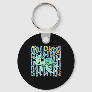 Lil Dude Cute Sea Turtle Illustration Key Ring