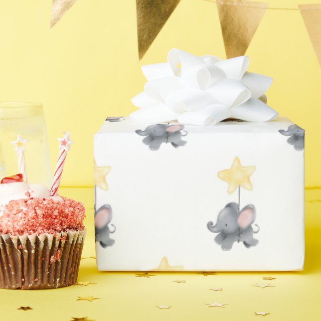 Lil' Elephant-Star Wrapping Paper (Birthday Party)