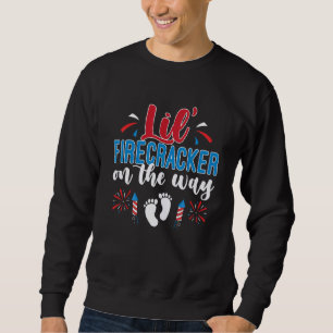 Lil' Firecracker On The Way Cute 4th Of July Preg Sweatshirt