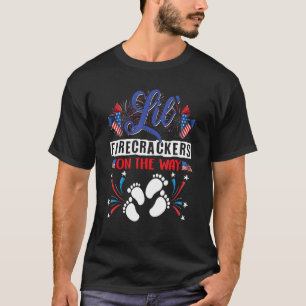 Lil' Firecracker On The Way Mum Twins 4th Of July  T-Shirt