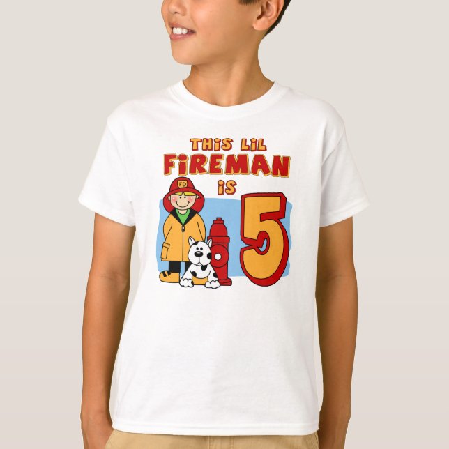 Lil Fireman 5th Birthday T-Shirt (Front)