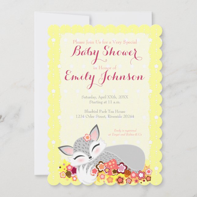 Lil Foxie Cub - Custom Baby Shower Invitations (Front)