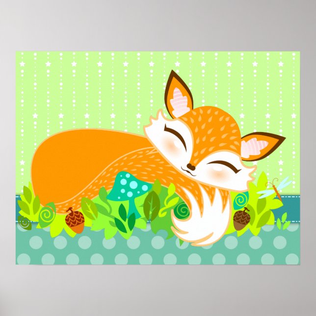 Lil Foxie Cub - Cute Fox Wall Poster (Front)