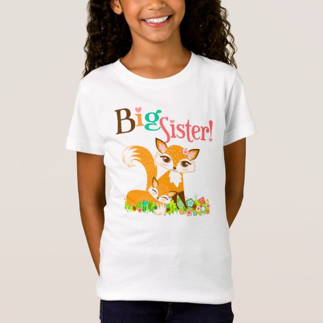 Lil Foxie Cubs - Cute Foxes Big Sister Tee Shirt (Front)