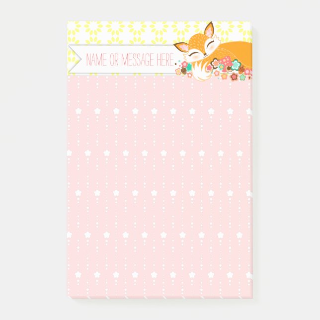 Lil Foxie - Cute Girly Fox Custom Post-it® Notes (Front)