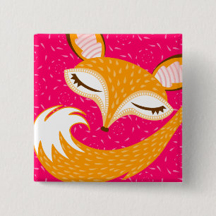 Lil Foxie - Cute Sleepy Fox Button Pin