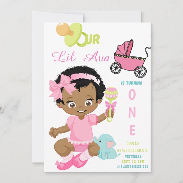 Lil Girl Birthday Invitation Card (Front)