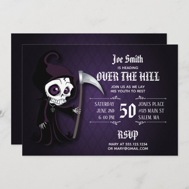 Lil' Grim Over The Hill Party Invitation (Front/Back)
