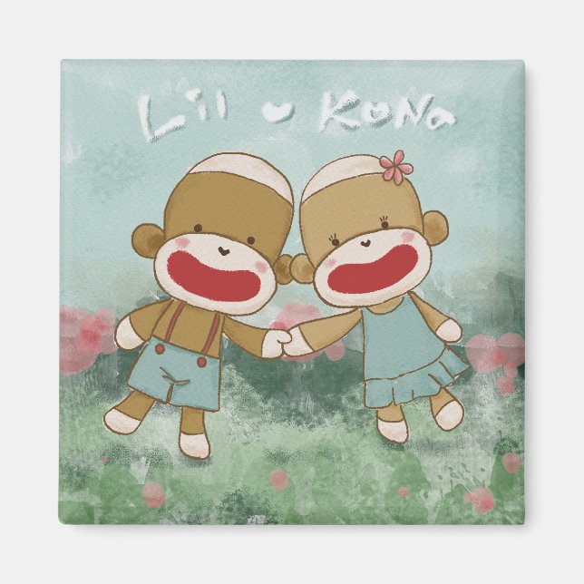 Lil & Kona Holiding Hands Magnet (Front)