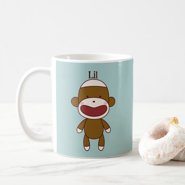 Lil & Kona the Sock Monkeys  Coffee Mug (With Donut)