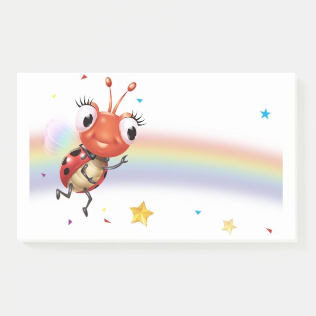 Lil Ladybug Rainbow wide Post-it note block (Front)