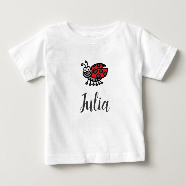Lil' Ladybug "Your child's name here" personalised Baby T-Shirt (Front)