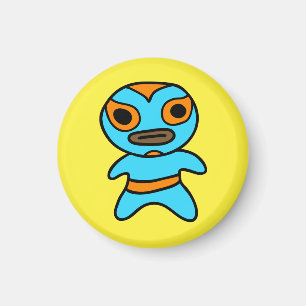 Li'l Lucha Libre Wrestler Magnet (Blue-Orange)