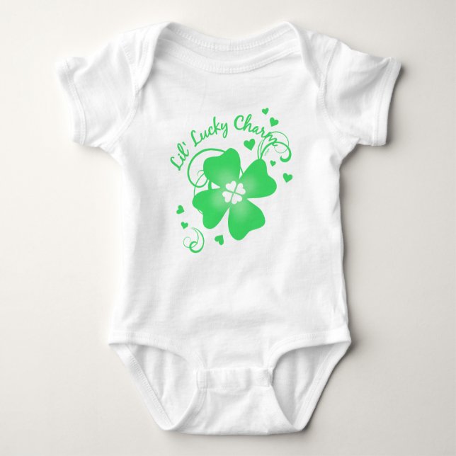 Lil' Lucky Charm Four Leaf Clover Baby Bodysuit (Front)