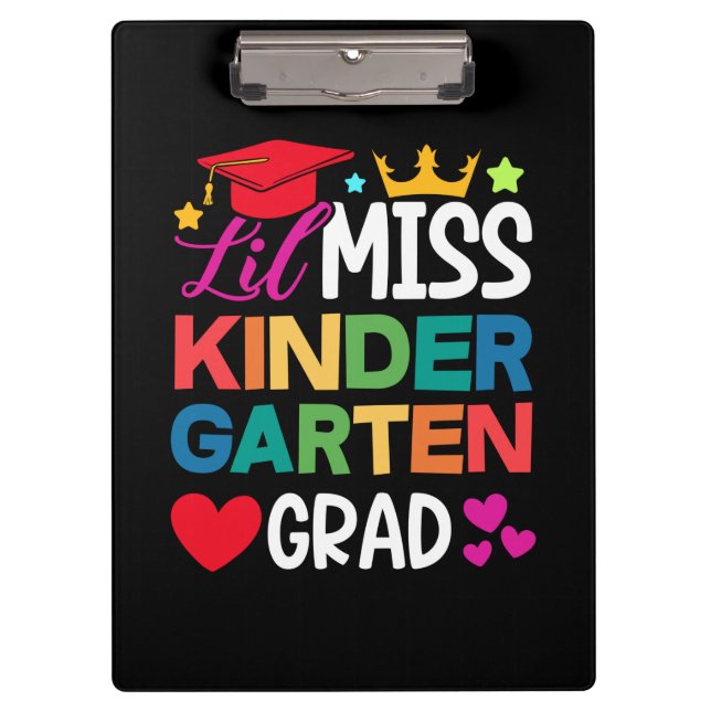 Lil Miss Kindergarten Grad Prek Graduation Clipboard (Front)