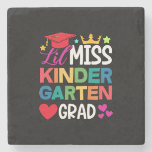 Lil Miss Kindergarten Grad Prek Graduation Stone Coaster