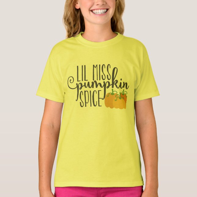 lil miss pumpkin spice halloween costumes for kid T-Shirt (Front)