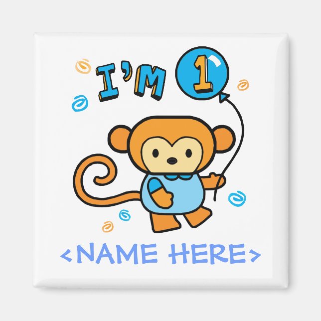 Lil Monkey 1st Birthday Magnet (Front)