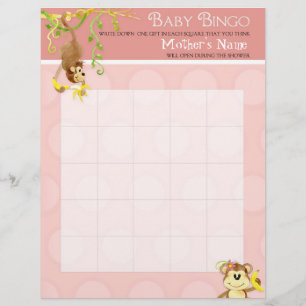 Lil Monkey, Baby Shower Bingo n Scramble Game Flyer