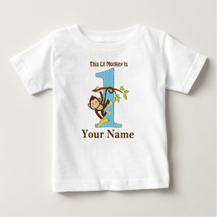 Lil Monkey First Birthday Tshirt Personalised