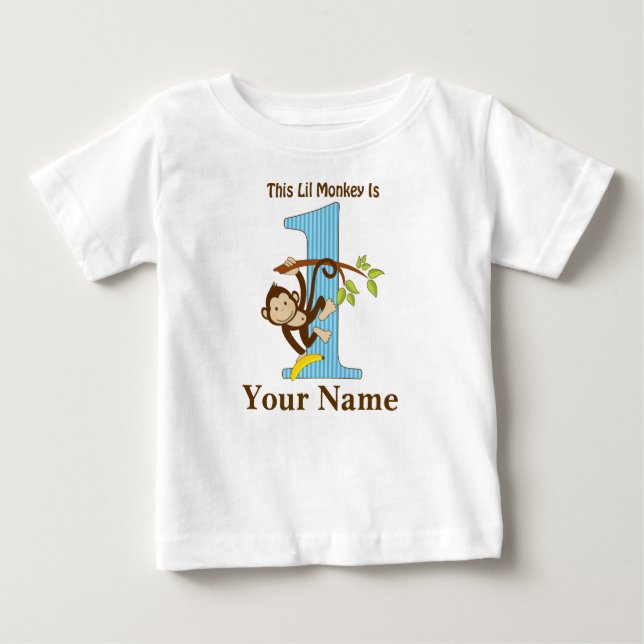 Lil Monkey First Birthday Tshirt Personalised (Front)