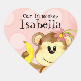 Lil Monkey, Girl Baby Shower Sticker Seal