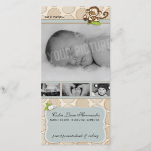 Lil Monkey New Baby Birth Announcements