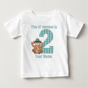 Lil Monkey Personalised 2nd Birthday Shirt
