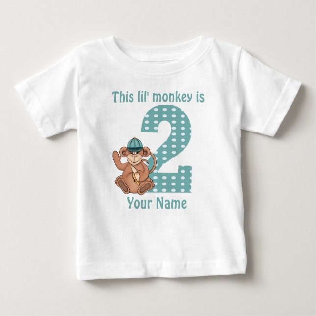 Lil Monkey Personalised 2nd Birthday Shirt (Front)
