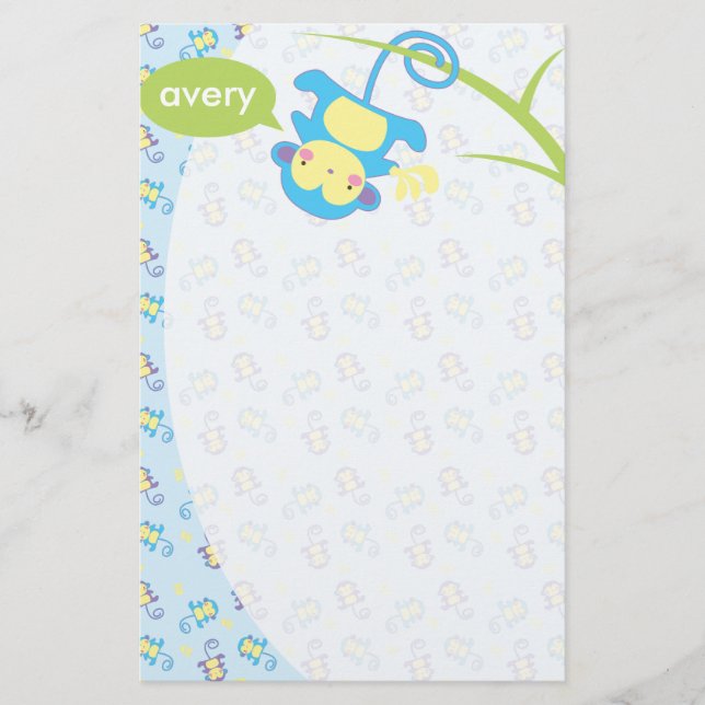 Lil' Monkey Personalised Stationery (Front)
