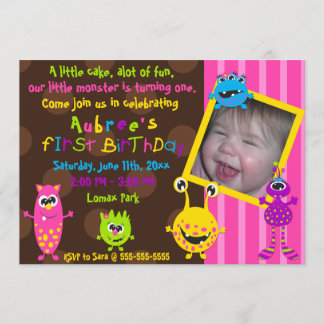Lil Monsters First Birthday. Invitation