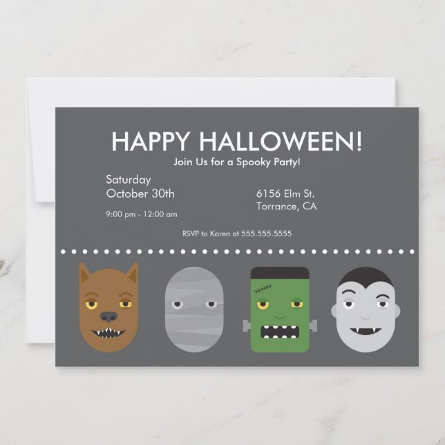 Lil Monsters Halloween Party Invitation (Front)