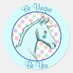 Lil Palomino Unicorn (blue/purple) Classic Round Sticker