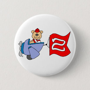 Lil Pilot Bear 2nd Birthday 6 Cm Round Badge