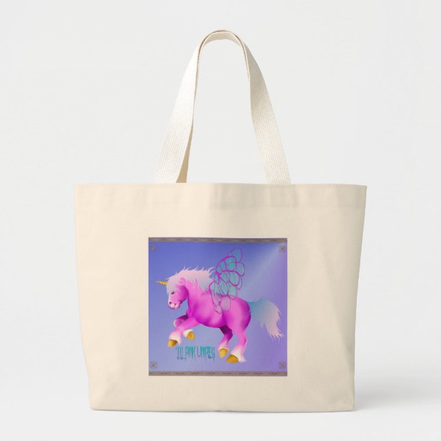 'Lil Pink Unipeg poster Large Tote Bag (Front)