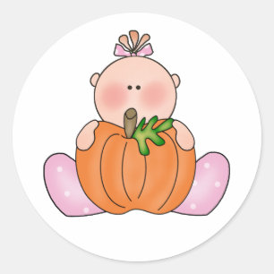 Lil Pumpkin Baby Girl Classic Round Sticker