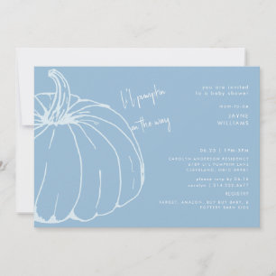 Li'l Pumpkin Blue and White Baby Shower Invitation
