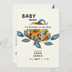 L'il Pumpkin on the Way Colourful Baby Shower  Invitation
