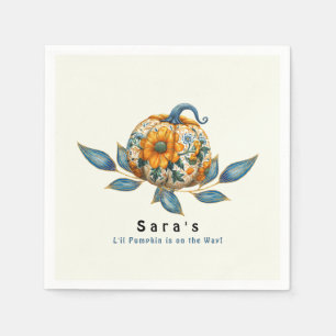 L'il Pumpkin on the Way Colourful Baby Shower Napkin