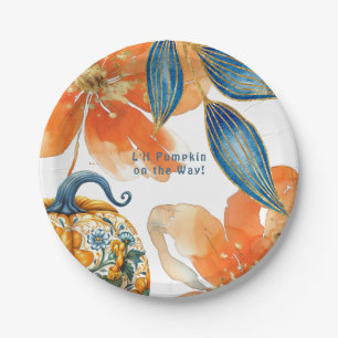 L'il Pumpkin on the Way Colourful Baby Shower Paper Plate