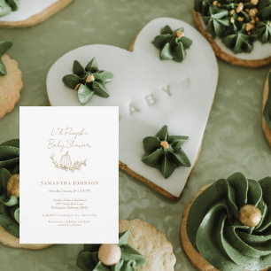 Li'l Pumpkin White & Gold Baby Shower Invitation