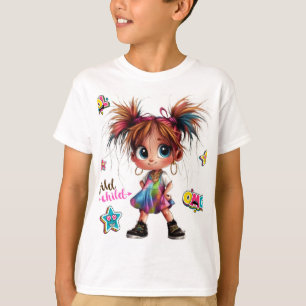 Lil Quirky Girl Wild Child Kids T-Shirt