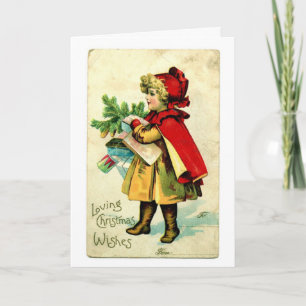 Lil' Red Riding Hood Vintage Christmas Card