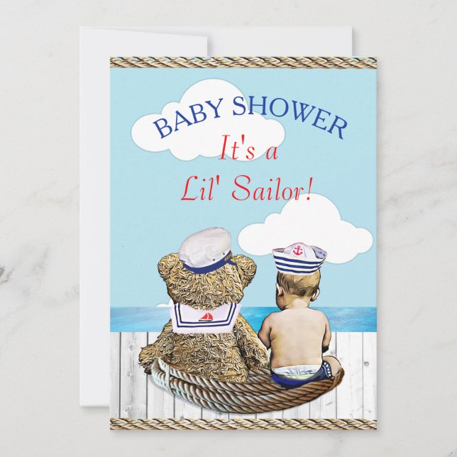 Lil' Sailor Boy's Baby Shower Invitation (Front)