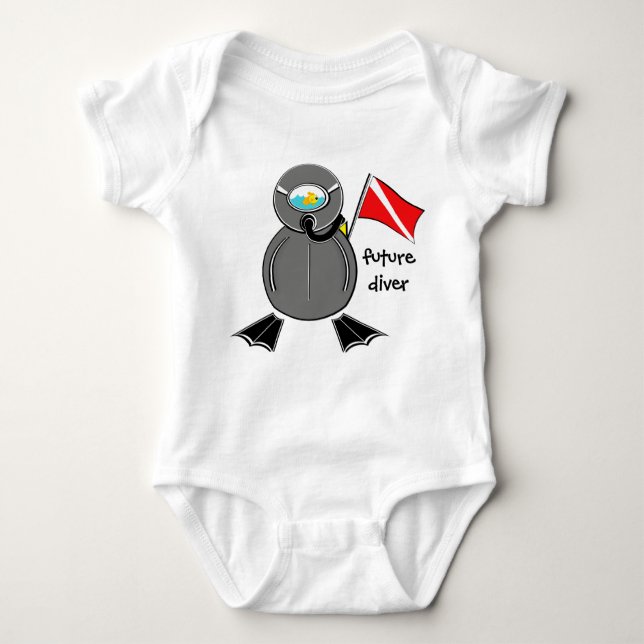 Lil Scuba Dude Future Diver Baby Bodysuit (Front)