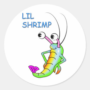 lil shrimp classic round sticker